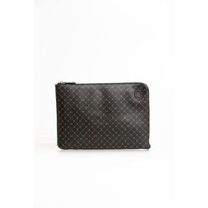 Trussardi Pouch Leather Zip Closure Men Black Clutches